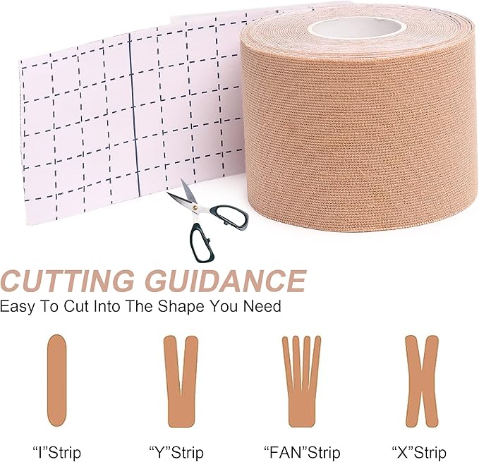 Kinesiology Tape 6 Rolls, Waterproof Kinetic Tape Muscle Tape for Injured Muscle Recovery & Joints