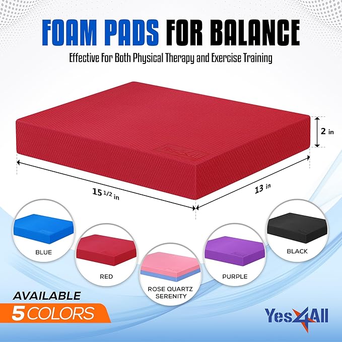 Yes4All Upgraded Size Foam Pad for Exercise, Nonslip Foam Balance Pad Physical Therapy, Yoga &