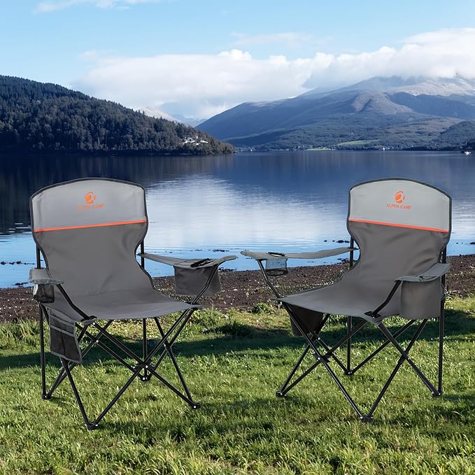 HIGH POINT SPORTS 2 Pack Portable Camping Chair for Adults, Folding Outdoor Camp Chair Lightweight