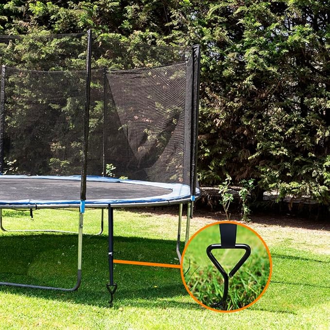 Eurmax USA Trampoline Stakes Heavy Duty Trampoline Parts Corkscrew Shape Steel Stakes Anchor Kit