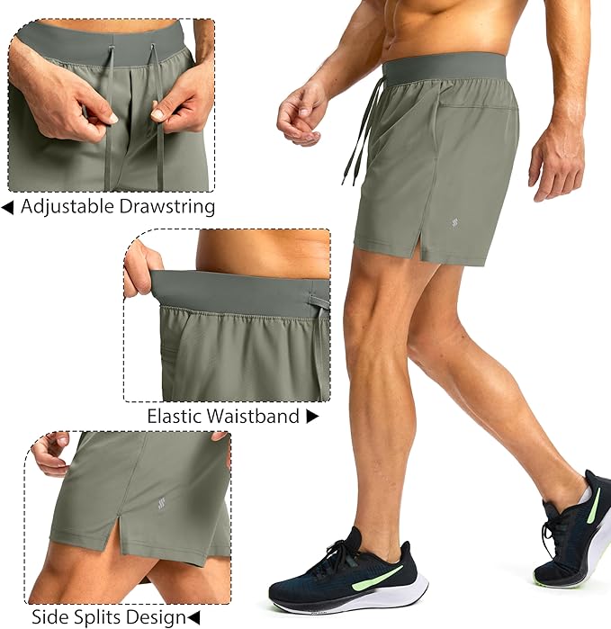 Men's Running Shorts with Zipper Pockets 9 Inch/ 7 Inch / 5 Inch Lightweight Quick Dry Gym Workout