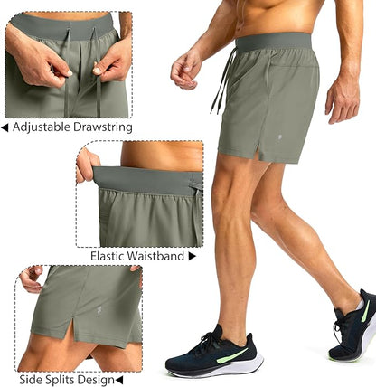 Men's Running Shorts with Zipper Pockets 9 Inch/ 7 Inch / 5 Inch Lightweight Quick Dry Gym Workout