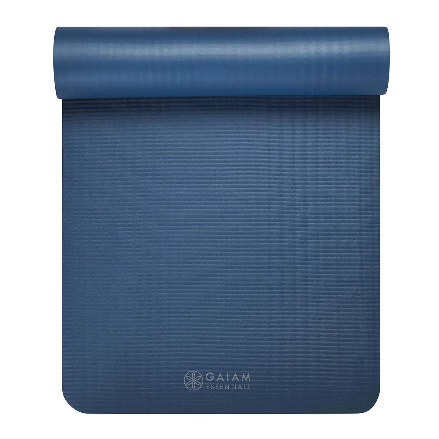 Gaiam Essentials Thick Yoga Mat Fitness & Exercise Mat with Easy-Cinch Carrier Strap, Navy, 72"L X