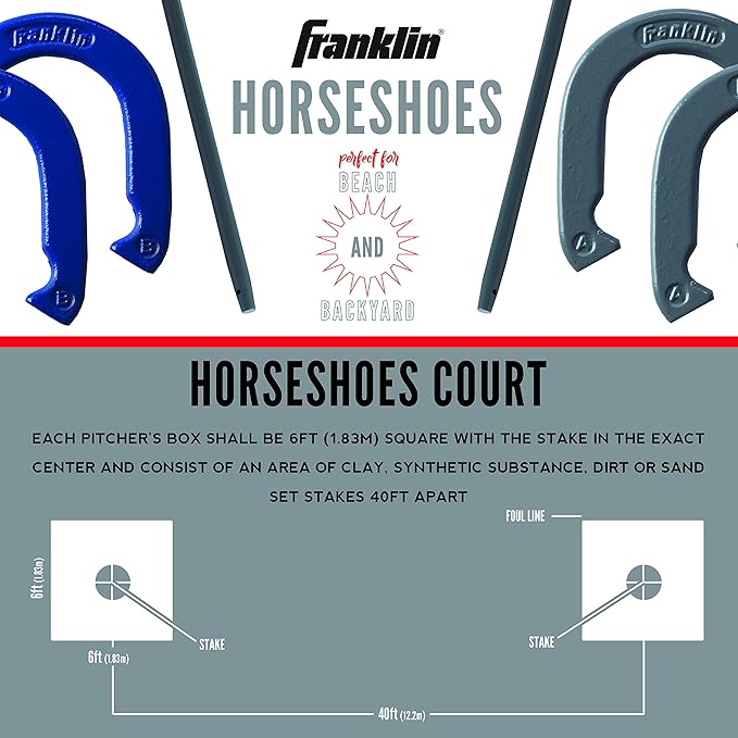 Franklin Sports Horseshoes Sets - Metal Horseshoe Game Sets for Adults + Kids - Official Weight