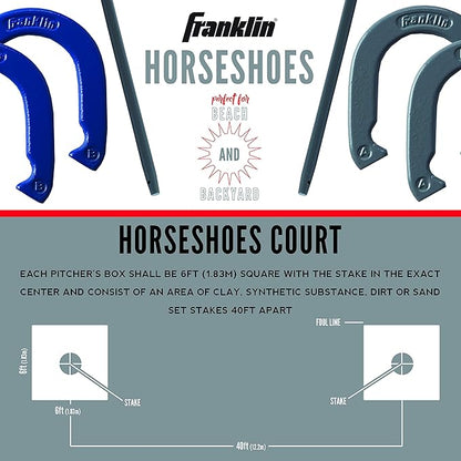 Franklin Sports Horseshoes Sets - Metal Horseshoe Game Sets for Adults + Kids - Official Weight