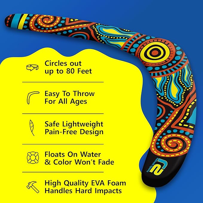 Refresh Sports Beach Boomerang Toy for All Ages - Outside Beach Games Adults & Toys for Kids - Fun