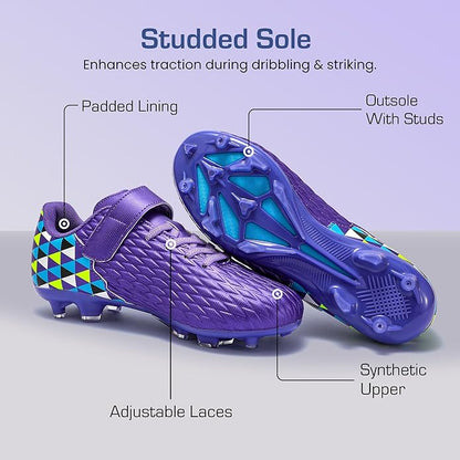 Soccer Cleats for Kids & Youth | Lightweight Football Shoes for Firm Ground | Durable Girls & Boys