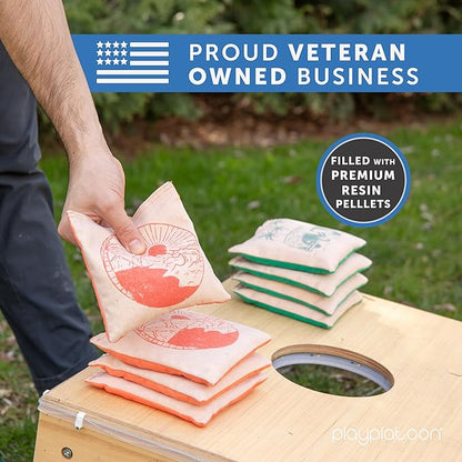 Professional Cornhole Bags - Set of 8 Regulation All Weather Double Sided - Sticky Side/Slick Side