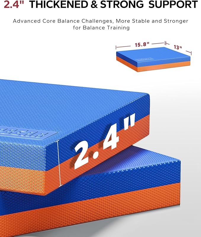 HAPBEAR Exercise Balance Pad - 15"x12" Non-Slip Textured Bottom Stability Training Mat - 2.25"