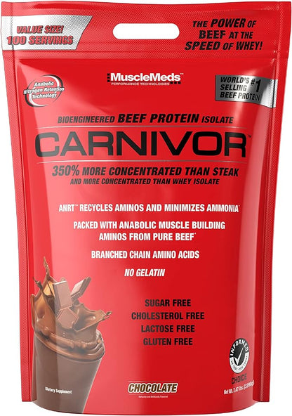 MuscleMeds Carnivor Beef Protein Isolate Powder, Chocolate, 7.47 lbs (003662)