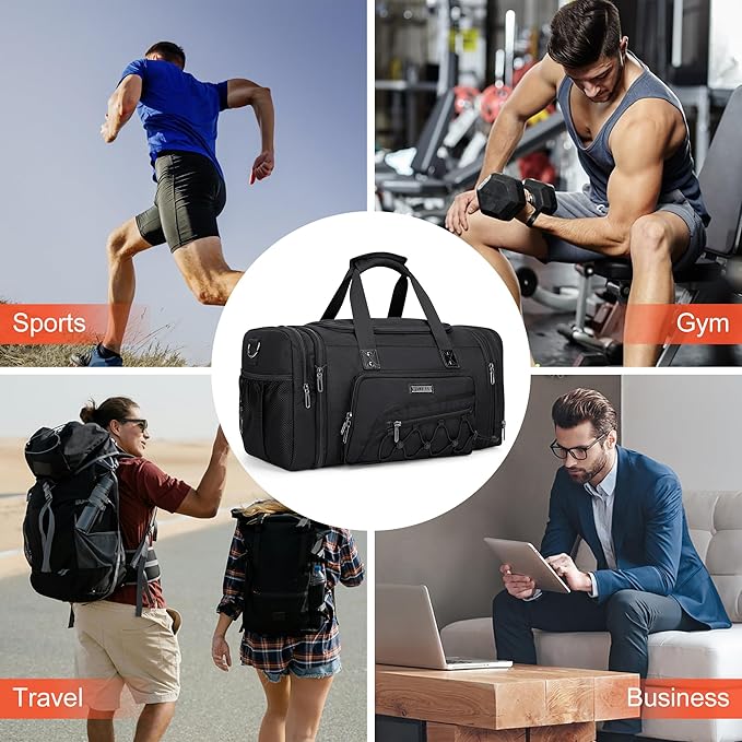 WITZMAN Duffle Bag for Men Nylon Large Gym Weekender Bag with Shoe Compartment Expandable Carry on