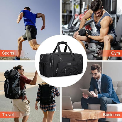 WITZMAN Duffle Bag for Men Nylon Large Gym Weekender Bag with Shoe Compartment Expandable Carry on