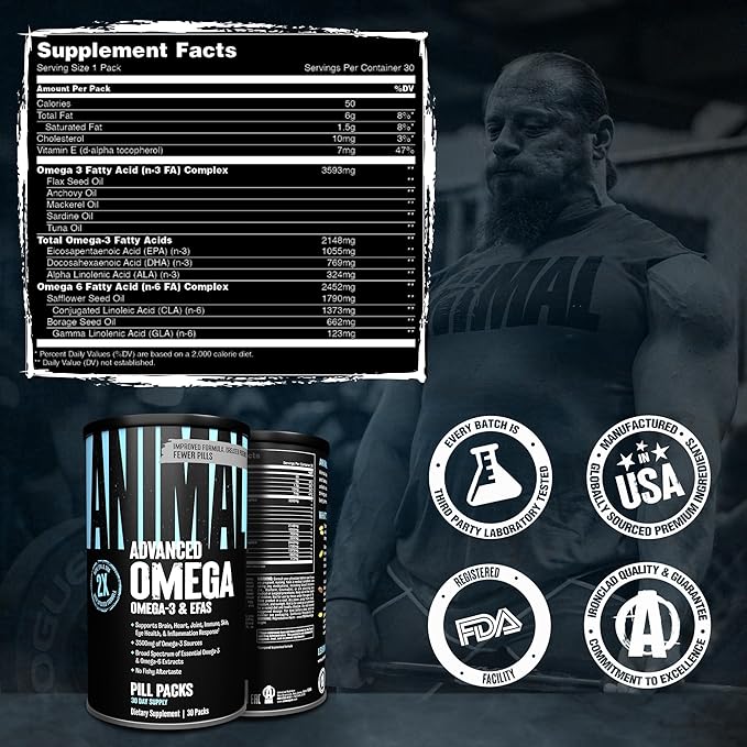 Animal Advanced Omega 3 Fatty Acids - 3500mg EPA DHA Fish Oil Omega 3 Supplement for Women & Men