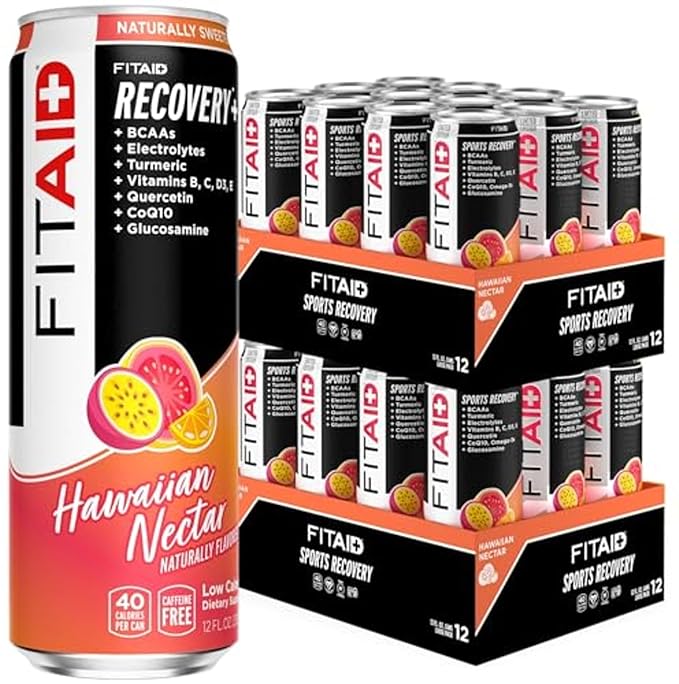 FITAID Post Workout Recovery Drink, Hawaiian Nectar, BCAAs, Glucosamine, Electrolytes, Paleo, Vegan
