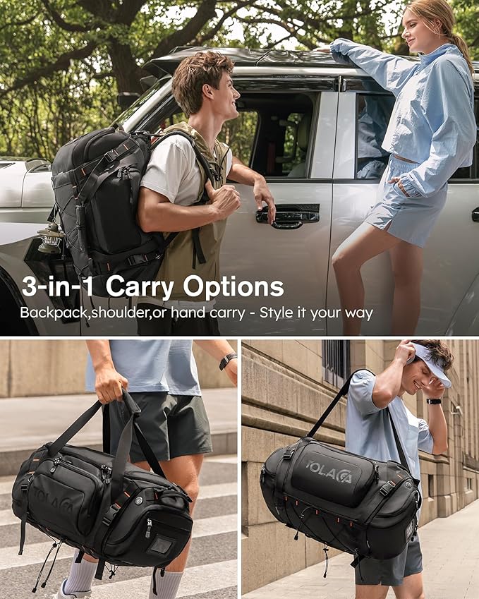 Tolaccea Gym Bag for Men & Women, 55L Large Duffle Bag Backpack for Travel Sports with Shoe