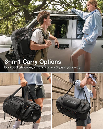 Tolaccea Gym Bag for Men & Women, 55L Large Duffle Bag Backpack for Travel Sports with Shoe