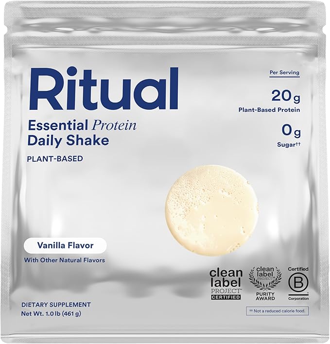 Ritual Vegan Protein Powder with BCAA: 20g Organic Pea Planted-Based Protein from Regenerative