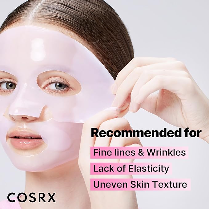 COSRX Pink Peptides Collagen Lifting Glow Hydrogel Face Masks Skincare 3 EA, Collagen Face Mask