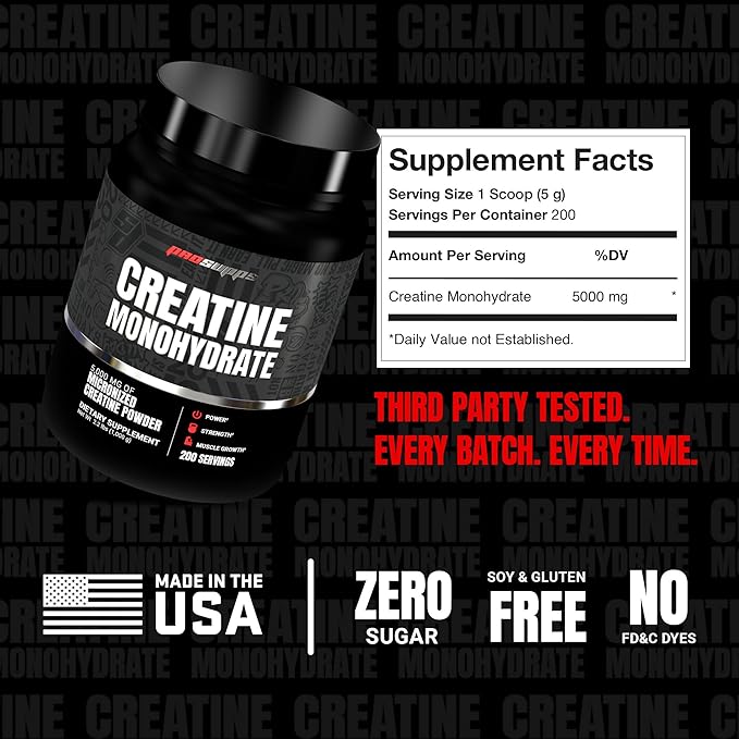 PROSUPPS Creatine Monohydrate Powder for Men & Women, Unflavored - 5000,mg of Micronized Creatine