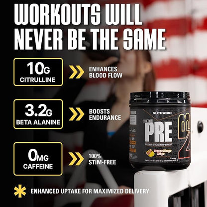 NutraBio STIM-Free PRE Workout for Men, New Formula | Laser Focus, Extreme Pumps | Performance