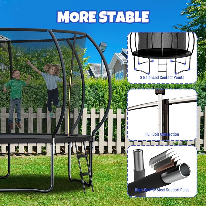 Trampoline 8FT 10FT 12FT 14FT 16FT, Outdoor Trampolines for Kids and Adults, Recreational