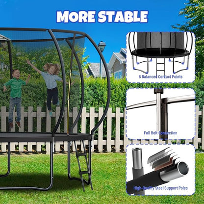 Trampoline 8FT 10FT 12FT 14FT 16FT, Outdoor Trampolines for Kids and Adults, Recreational
