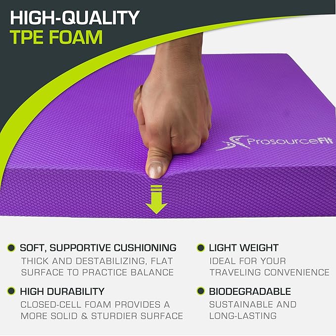 ProsourceFit Exercise Balance Pad ??Non-Slip Cushioned Foam Mat & Knee Pad for Fitness and