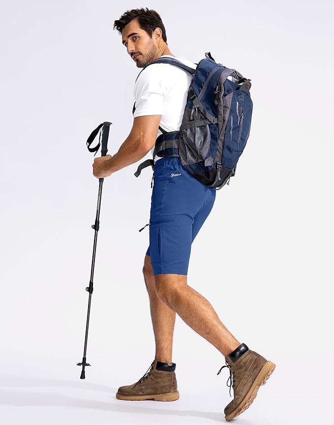 Pudolla Men's Hiking Cargo Shorts 9" Lightweight Outdoor Work Shorts for Men Travel Golf Camping