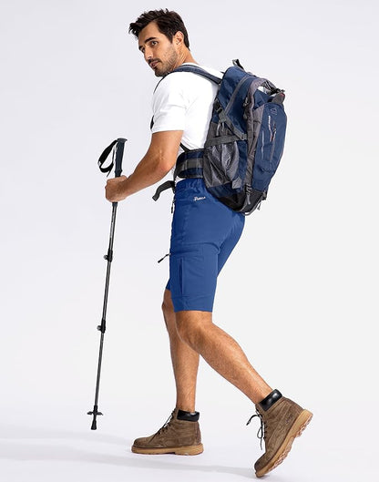 Pudolla Men's Hiking Cargo Shorts 9" Lightweight Outdoor Work Shorts for Men Travel Golf Camping