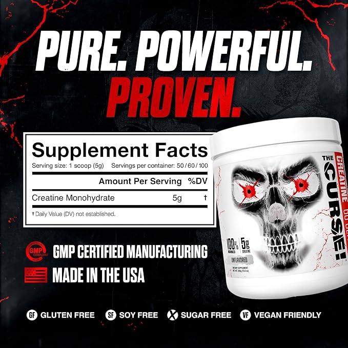 JNX SPORTS The Curse! Creatine Monohydrate Powder 60 Servings | Pure Micronized Creatine 5g Per
