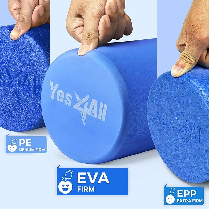 Yes4All EVA Firm Foam Roller for Back - Round Back Roller for Exercise, Yoga & Pilates 12/18/24/36