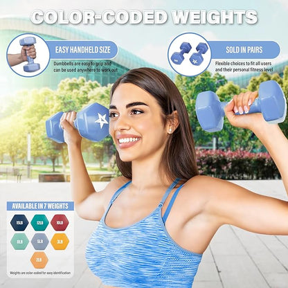 Yes4All Vinyl Hexagon Dumbbell - Dumbbells Set of 2 Hand Weights for Home Gym & Strength Training