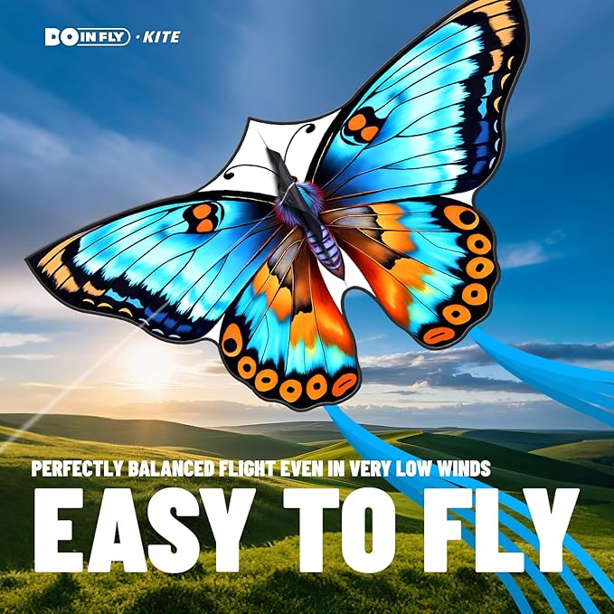 Butterflys for Kids, Beautiful Kite Easy to Fly for Beginners with 328 ft Line & Line Winder