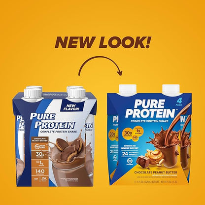 Pure Protein Chocolate Peanut Butter,Ready to Drink and Keto-Friendly, Vitamins A, C, D, and E Plus