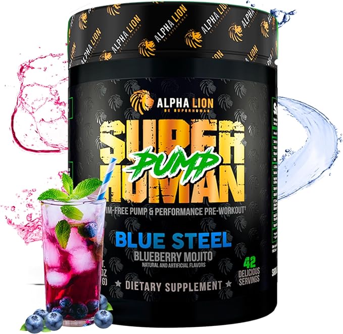 ALPHA LION Superhuman Pump Pre Workout Powder, Nootropic Caffeine & Stim Free Preworkout