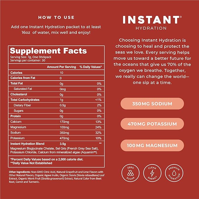 Instant Hydration Electrolytes Powder Packets - Paloma Electrolyte Drink Mix - Zero Sugar - Keto