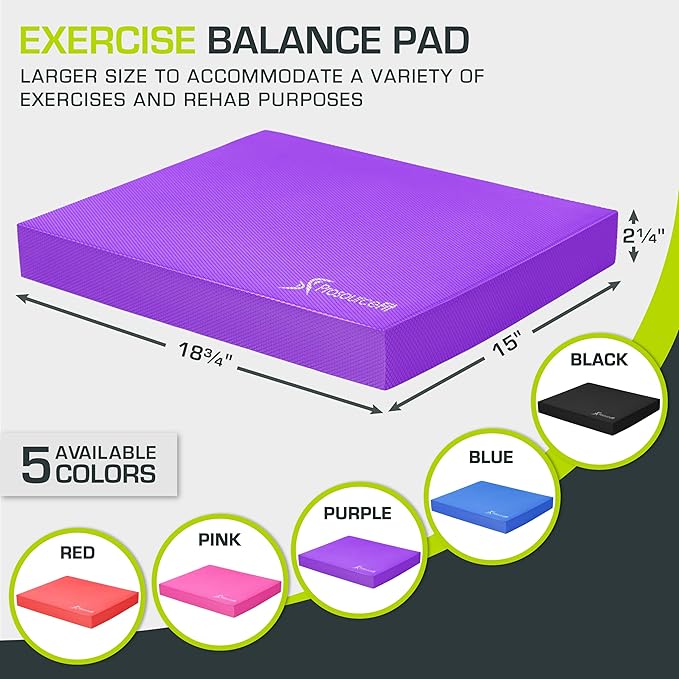 ProsourceFit Exercise Balance Pad ??Non-Slip Cushioned Foam Mat & Knee Pad for Fitness and