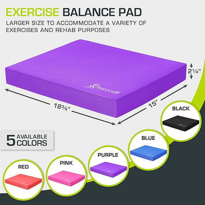 ProsourceFit Exercise Balance Pad ??Non-Slip Cushioned Foam Mat & Knee Pad for Fitness and