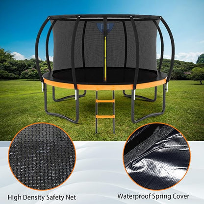Trampoline 12FT 14FT 15FT 16FT for Kids/Adults - Outdoor Recreational with Enclosure Net Curved