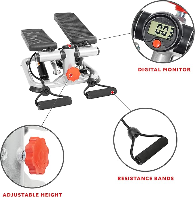 Sunny Health & Fitness Mini Steppers for Exercise at Home, Stair Step Workout Machine, Full Body