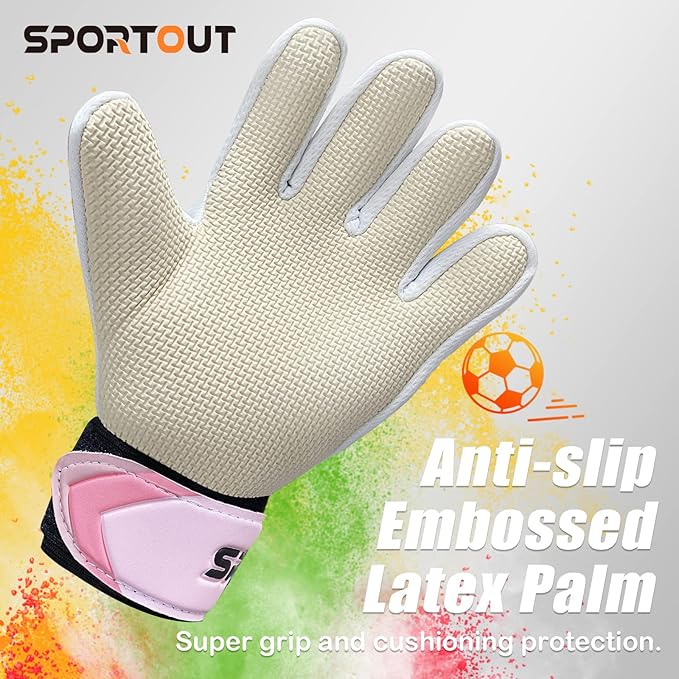 Sportout Kids Goalkeeper Gloves, Soccer Gloves with Double Wrist Protection and Non-Slip Wear