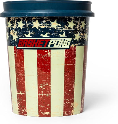 USA – Giant Yard Pong and Basketball Game with 12 Buckets, 2 Balls, Carrying Bag, and Air Pump