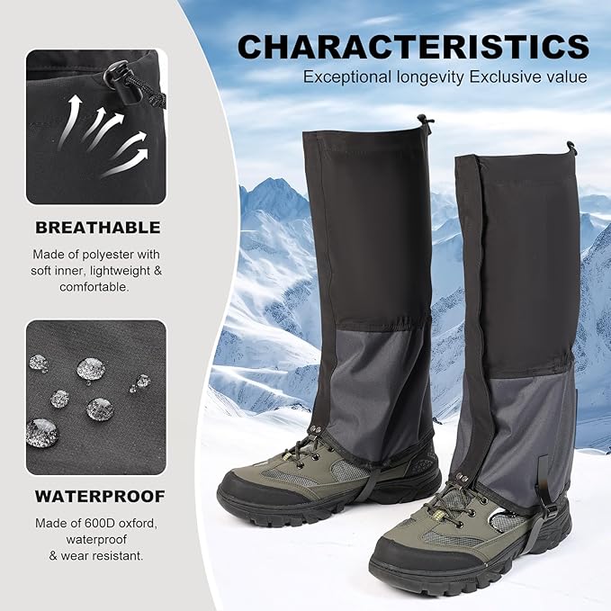 Waterproof Trail Gators for Hiking Boots Adjustable Ankle Leg Gaiters for Men Women Shoe Gaiters