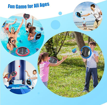 EVERICH TOY Trampoline Paddle Ball Set with 2 Bouncy Paddles & 4 Balls - Soft Foam Design for Kids