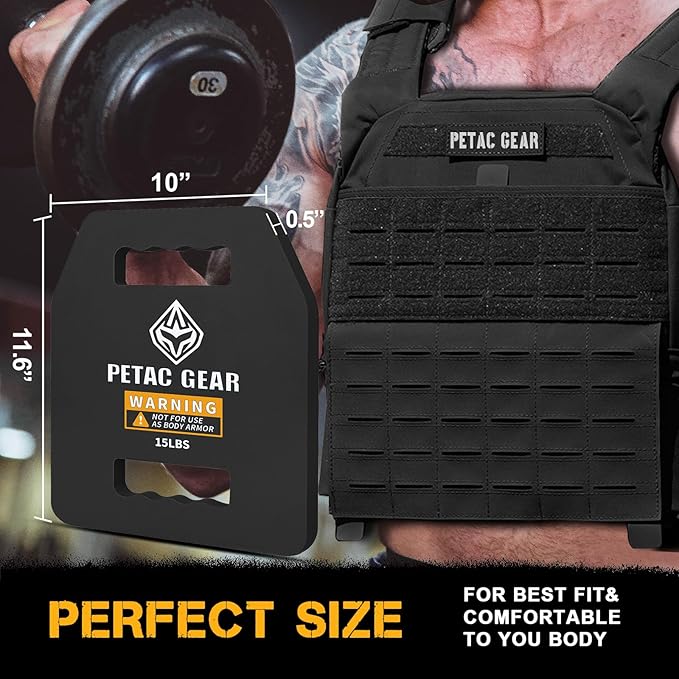 PETAC GEAR Tactical Weights Plates For Weighted Vest For Men Workout,5/10/15/20 LBS Weight Strength