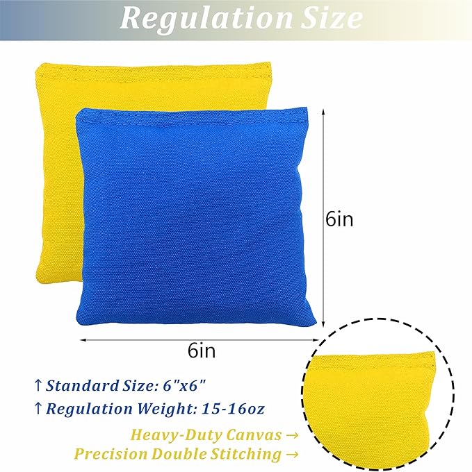 Cornhole Bags Set of 8 Regulation Professional Corn Hole Bean Bags Weather Resistant for Tossing