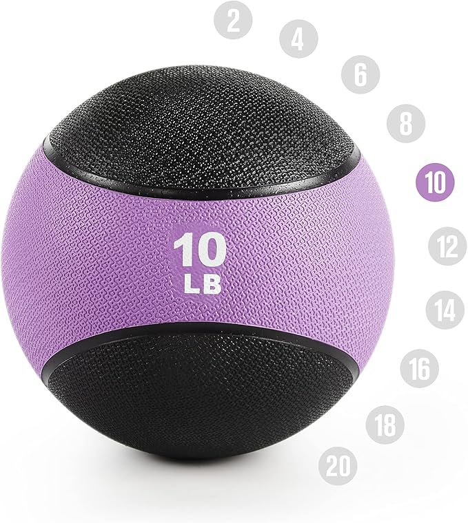RitFit Weighted Medicine Ball - Non-Slip Rubber Shell & Dual Texture Grip - Workout Exercise Ball