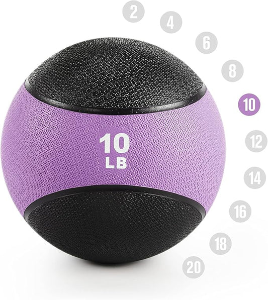 RitFit Weighted Medicine Ball - Non-Slip Rubber Shell & Dual Texture Grip - Workout Exercise Ball