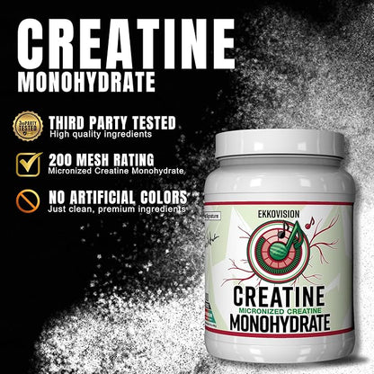 Ekkovision Creatine Monohydrate Powder, Micronized, Sour Watermelon, Pre & Post Workout Supplement