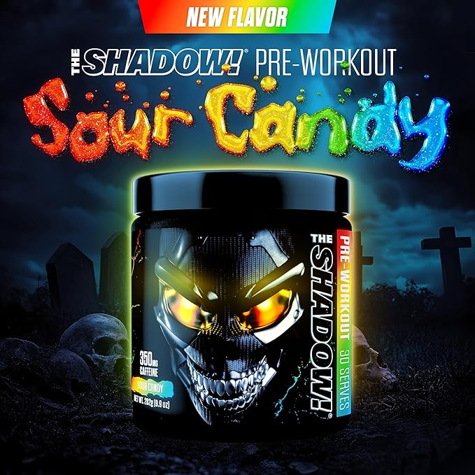 JNX SPORTS The Shadow! 350mg of Caffeine Hard Core Preworkout - Sour Candy 30 Servings | Electric